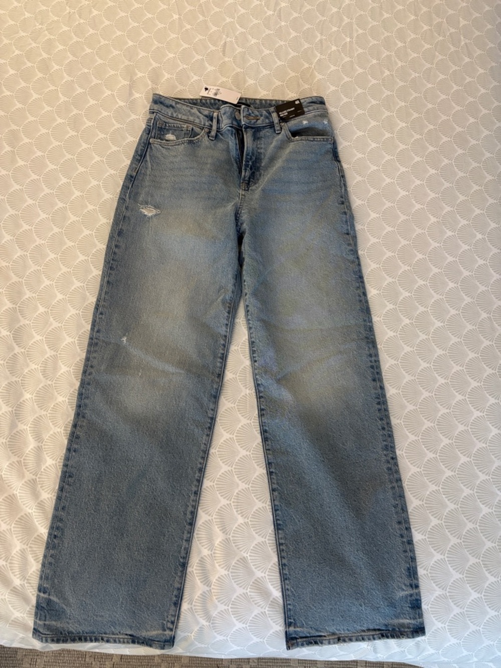 High Waisted Light Wash Relaxed Straight Leg Jeans